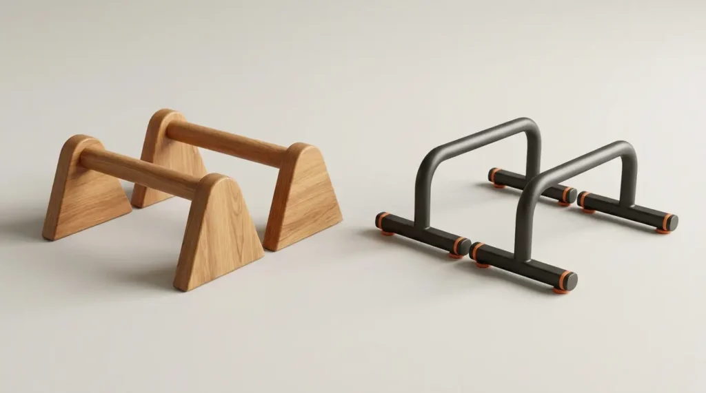 houten parallettes vs metalen parallettes